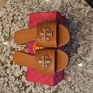 Tory Burch Everly Slide, Tan, Size 8